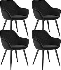 4x WOLTU Design Keukenstoelen - Fluwelen Zitting - Zwart