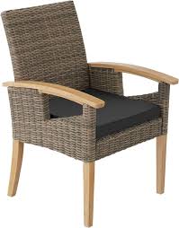 Tectake® Weerbestendige Rieten Stoel met Armleuningen