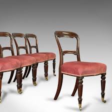 Antieke Walnoot Eetkamerstoelen Set van 5