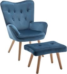 HollyHOME Velours Fauteuil met Voetensteun