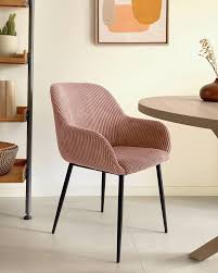 Kave Home - Konna Stoel in Diep Roze Corduroy