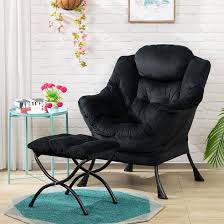 HollyHOME Luxe Relax Fauteuil met Voetenbank - Zwart