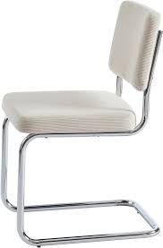 BAÏTA - Set van 2 Ecru Jack Corduroy Stoelen met Verchroomde Poten