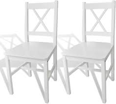 vidaXL 2x Witte Houten Eetkamerstoelen