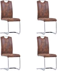 vidaXL 4x Bruine Zwevende Eetkamerstoelen