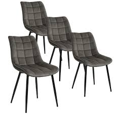 WOLTU 4X Eetkamerstoelen - Verstelbare Velvet Zitkussens met Metalen Frame
