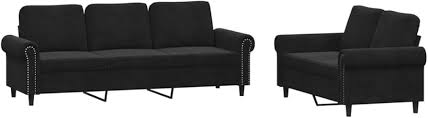 vidaXL 2-delige Zwarte Fluwelen Loungeset met Kussens
