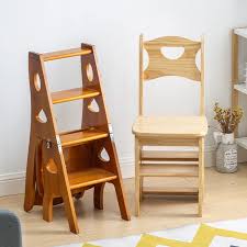 Multifunctionele Houten Ladderstoel - 4 Treden Vouwbaar