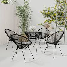 vidaXL 5-delige Zwarte Tuinset van PVC-Rattan