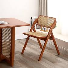 Retro Houten Opvouwbare Rotan Stoel