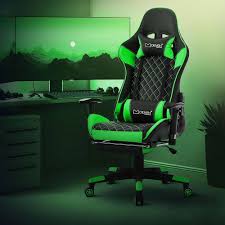 Ergonomische ML-Design Gaming Stoel met Voetensteun - Groen Kunstleer