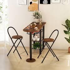 Giantex Retro Eetkamerset met 2 Opvouwbare Stoelen