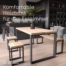 Eetkamerbank LAMO - Ruw Staal met Rustieke Zitting 30x160 cm