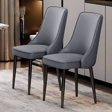 Set Van 2 Waterdichte PU Lederen Eetkamerstoelen