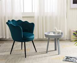 Wahson Velvet Accentstoel voor Slaapkamer met Zwarte Metalen Poten