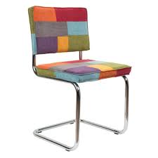 ZUIVER Ridge Rib Velours Patchwork Chrome Stoel