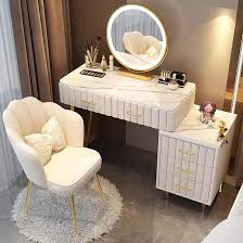 Elegante Kaptafel Set met LED Spiegel en Stoel