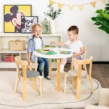 LIFEZEAL Houten Kindertafel met 4 Stoelen
