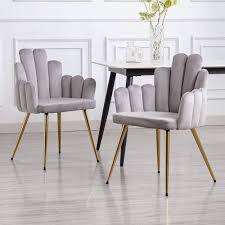 Wahson Set van 2 Elegante Fluwelen Eetkamerstoelen met Gouden Poten