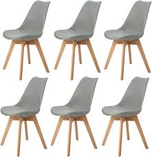 DORAFAIR Set van 6 Grijze Eetkamerstoelen met Britse Accenten
