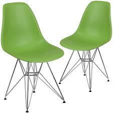 Flash Meubels 2-Pak Elon Stoelen - Groene Kunststof met Chroom