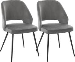 SONGMICS Set van 2 Gestoffeerde Eetkamerstoelen