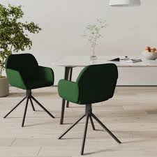 vidaXL Draaibare Eetkamerstoelen - 2 stuks Donkergroen Fluweel
