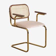 SKLUM Tento Eetkamerstoel - Vintage Goud met Armleuningen