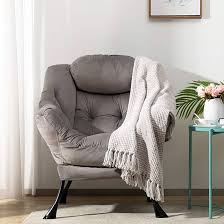 HollyHOME Fluwelen Relax Fauteuil - Donkergrijs