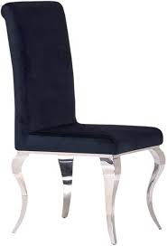 Moderne Barok Fluwelen Stoel - Zwart & RVS